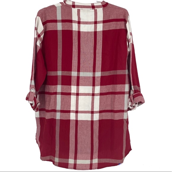 WASHINGTON STATE COUGARS NWT RED AND WHITE BUFFALO CHECK PLAID BLOUSE TOP MEDIUM - Picture 2 of 10